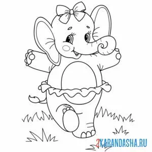 Раскраска слониха слон девочка