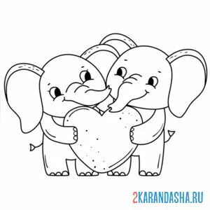 Раскраска пара слонов
