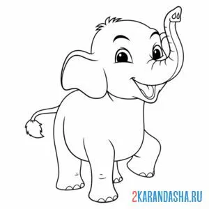 Раскраска молодой слоненок