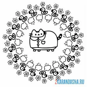 Раскраска кот пушин в рубашке