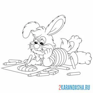 Раскраска заяц рисует