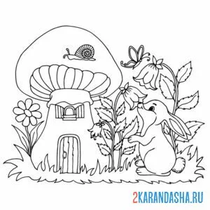 Раскраска дом зайца