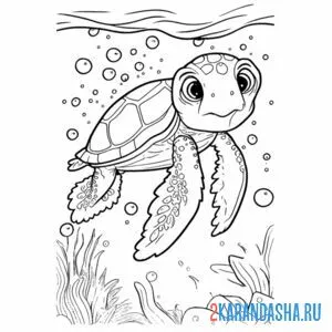 Раскраска черепаха под водой