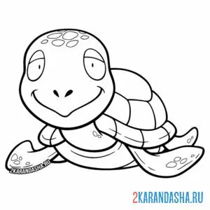 Раскраска спокойная черепаха