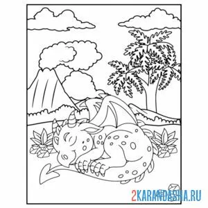 Раскраска дракон спит