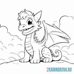 Раскраска дракон юный