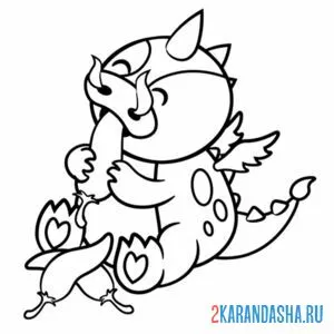 Раскраска дракон ест острый перец