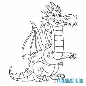 Раскраска дракон взрослый