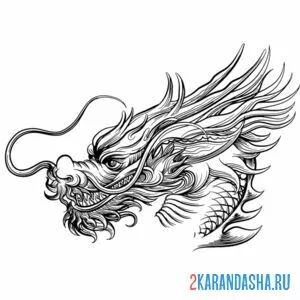 Раскраска дракон японский мотив