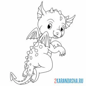 Раскраска дракон с маленькими крыльями