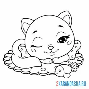 кошка на коврике