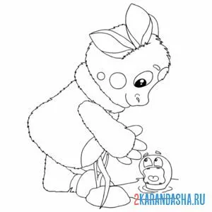 Раскраска лунтика нашел пиявку