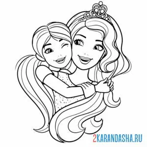 Раскраска барби и сестричка