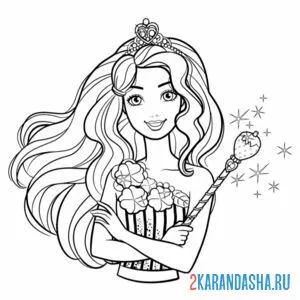 Раскраска барби волшебница