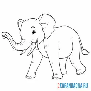 Раскраска слон африканский в саванне
