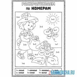 Раскраска раскраска математическая по номерам| раскраски для дошкольников