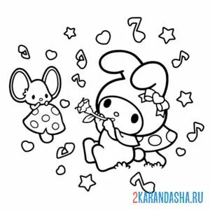 Раскраска май мелоди с мышонком