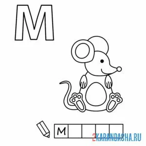 Раскраска алфавит буква м