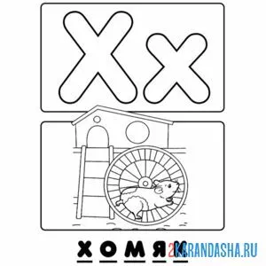 Раскраска буква х хомяк алфавит