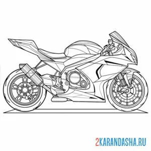 Раскраска спортивный мотоцикл