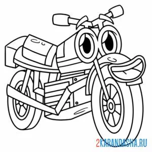Раскраска мотоцикл с глазами
