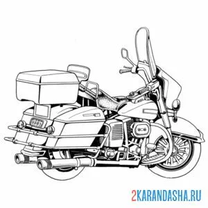 Раскраска дорожный мотоцикл для путешествий