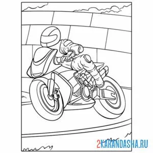 Раскраска соревнования гонки мото