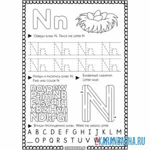 Раскраска английская пропись n
