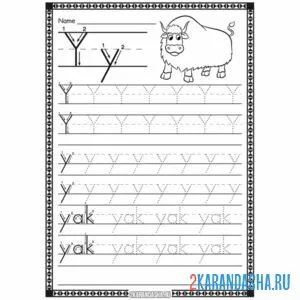 Раскраска пропись английская буква y