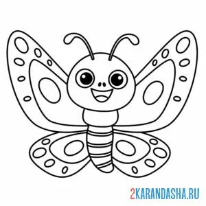Раскраска смешная бабочка