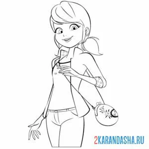 Раскраска леди баг маринетт с сумкой