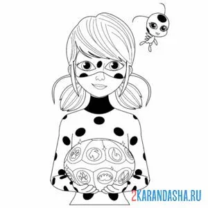Раскраска в маске леди баг
