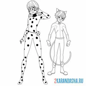 Раскраска леди баг супер кот