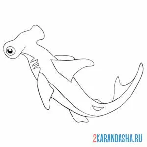 Раскраска голова молот акула