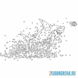 Раскраска акула охота