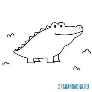 Раскраска простой крокодил