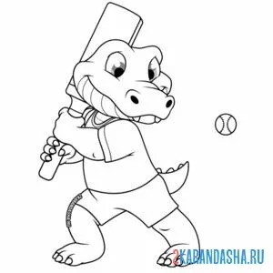 Раскраска крокодил спортсмен