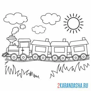 Раскраска поезд малышей