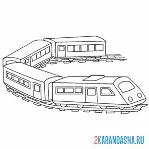Раскраска длинный поезд с вагонами