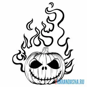 Раскраска огонь в тыкве