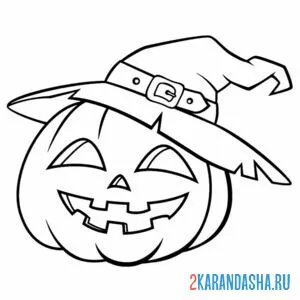 Раскраска голова тыква на хэллоуин