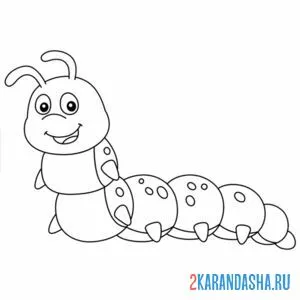 Раскраска гусеница ползает