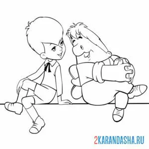 Раскраска малыш и карлсон друзья