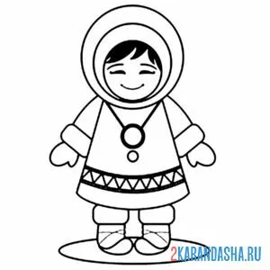 Раскраска национальный костюм чукча
