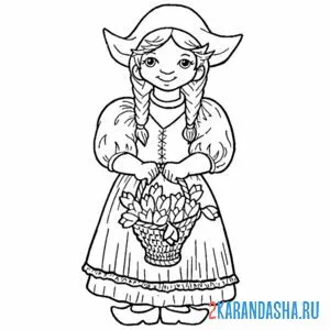 Раскраска голландия костюм
