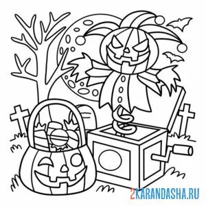 Раскраска клоун в шкатулке