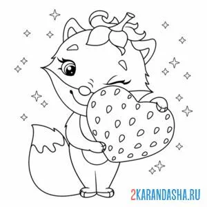 Раскраска милашка с клубникой