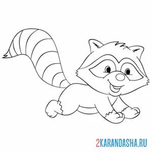 Раскраска енот бежит