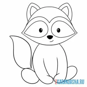 Раскраска енотик сидит
