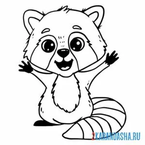 Раскраска енот приветствие